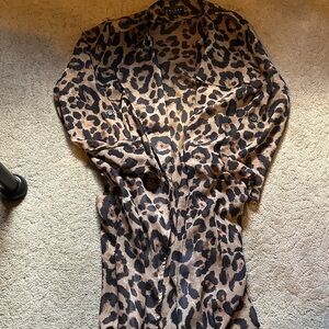 Leopard Print Long sheer trench coat